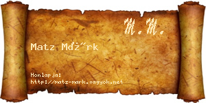Matz Márk névjegykártya